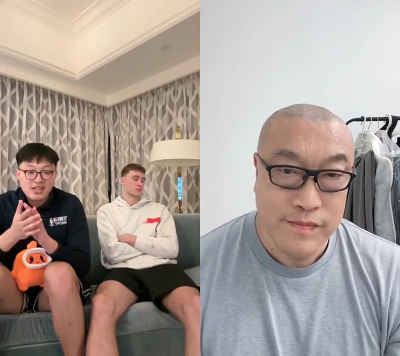 馬老師英文不錯(cuò)弗拉格直播間連線馬健看好雷霆奪得今年總冠軍